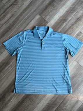 Brooks Brothers Performance Polo Shirt Men's 2XL Blue Stripe Golf Lightweight